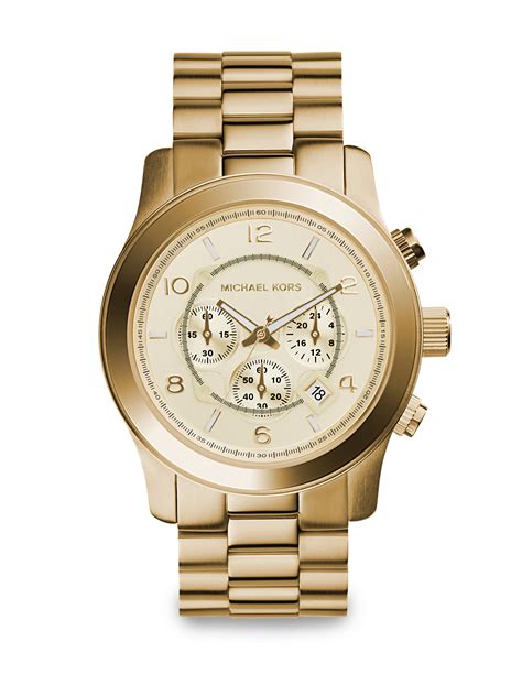 michael kors midsize runway chronograph watch|Michael Kors oversized watch.